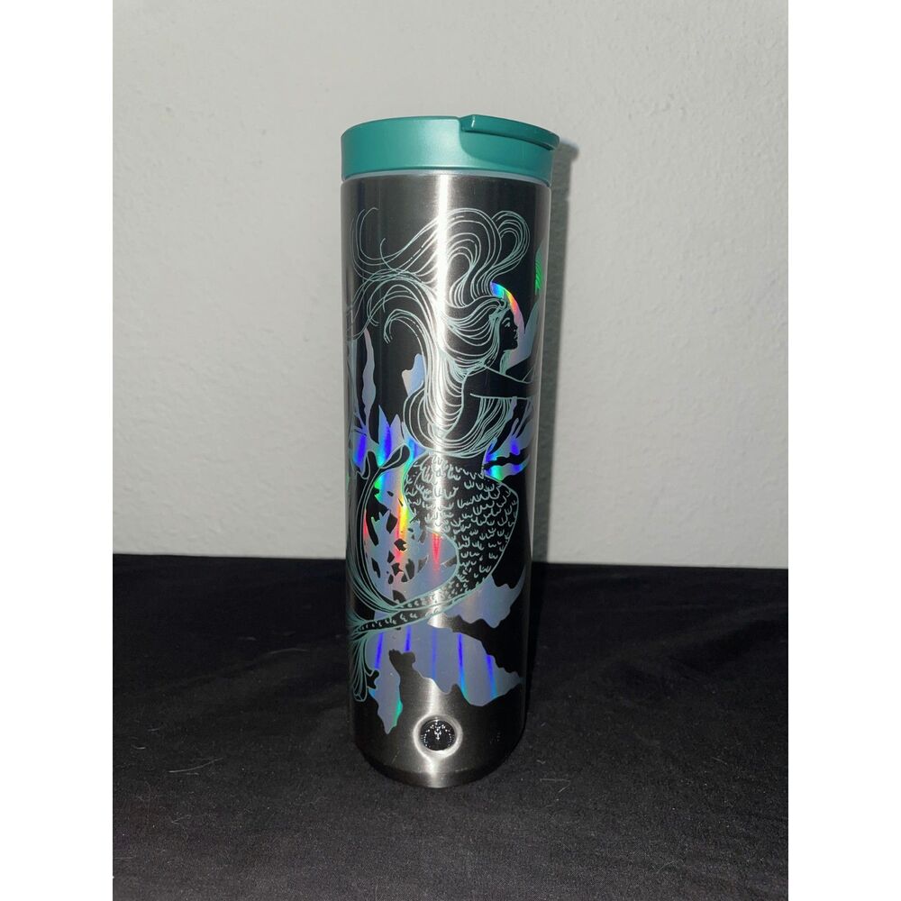 Starbucks Stainless Steel Mermaid Siren Holographic Travel Tumbler Teal Lid